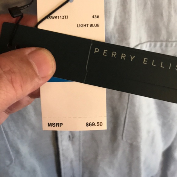 BNWT!! Perry Ellis linen cotton button down in XL - Picture 3 of 6